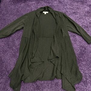 New York & Company Black sparkles Open-Front Cardigan